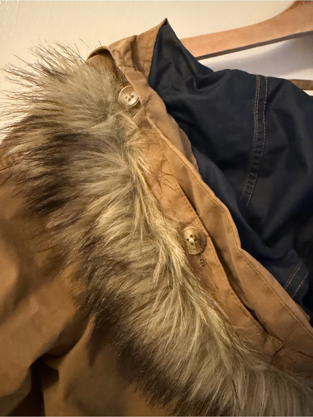 Madewell Tan Jacket with Removable Red and White Plaid Lining and Hood - Picture 7 of 11